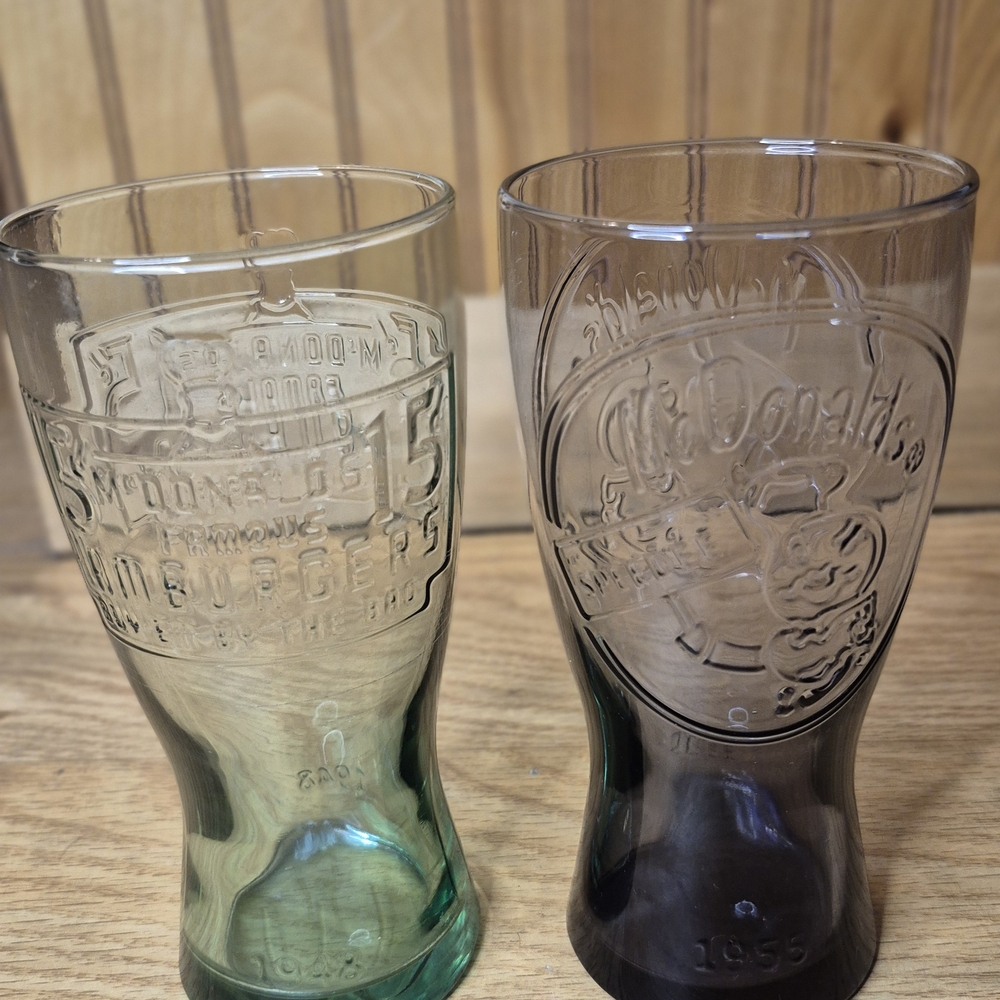 Set‎ of 2 Vintage McDonald’s Coca-Cola Libbey Glasses 1948 & 1955 Speedee Famous